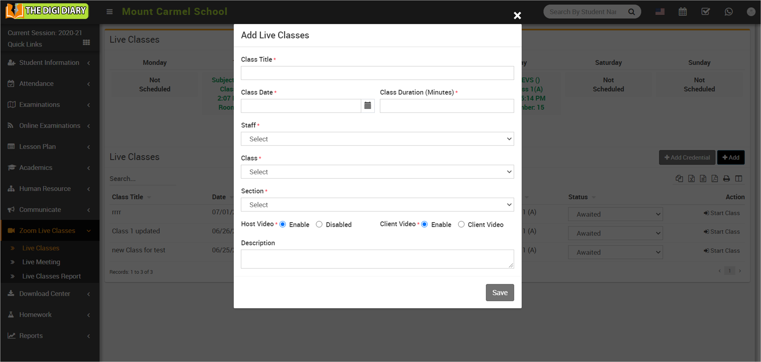 add live class teacher