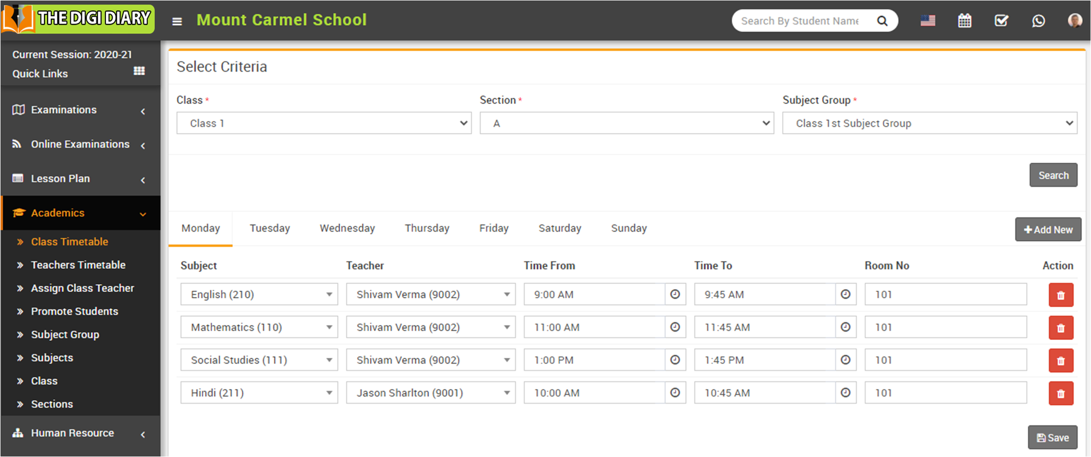 Add new class timetable image