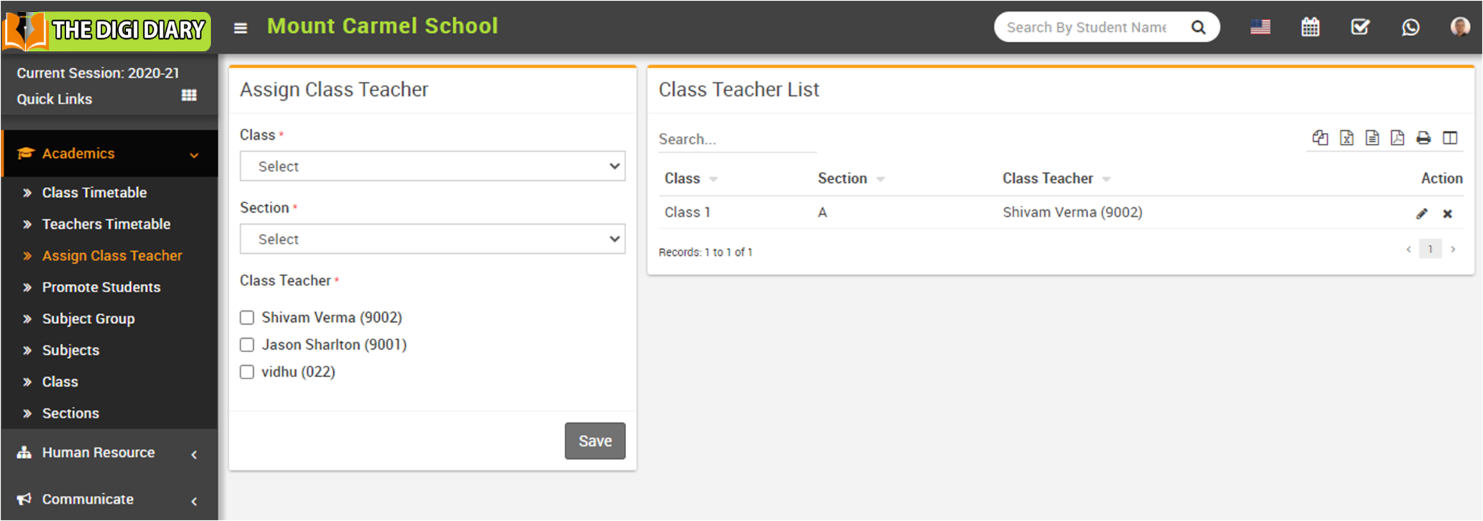 Assign class teacher image