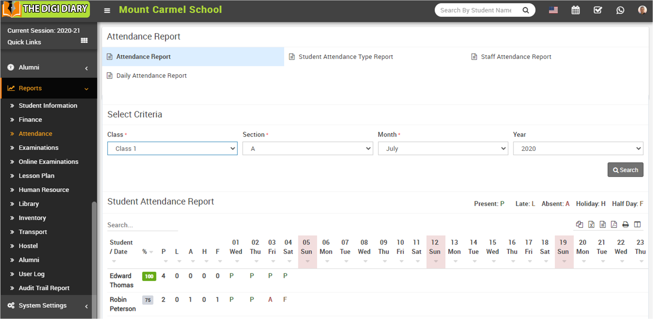 Attendance report image