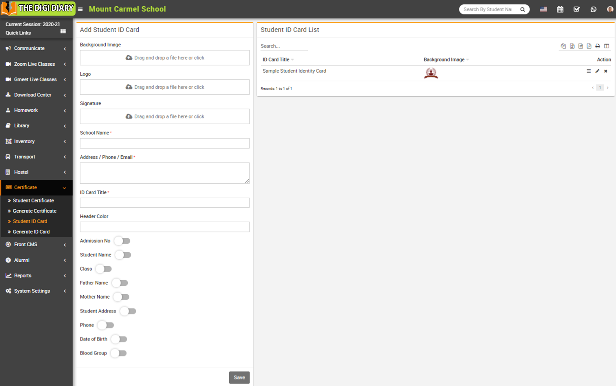 add student id card image