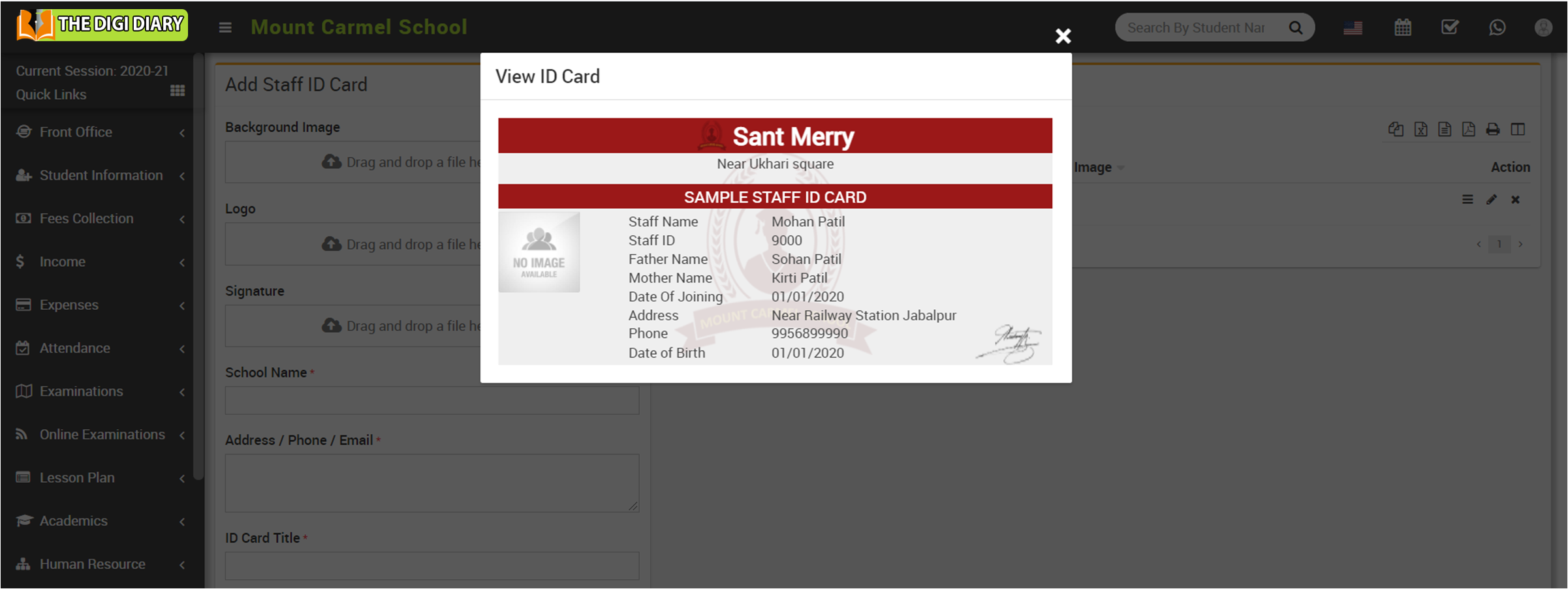 view staff id card