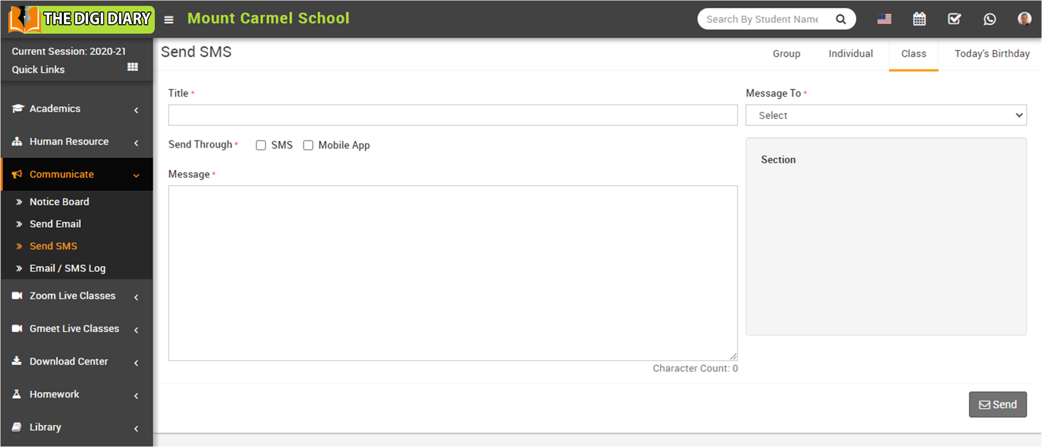 Send SMS class image
