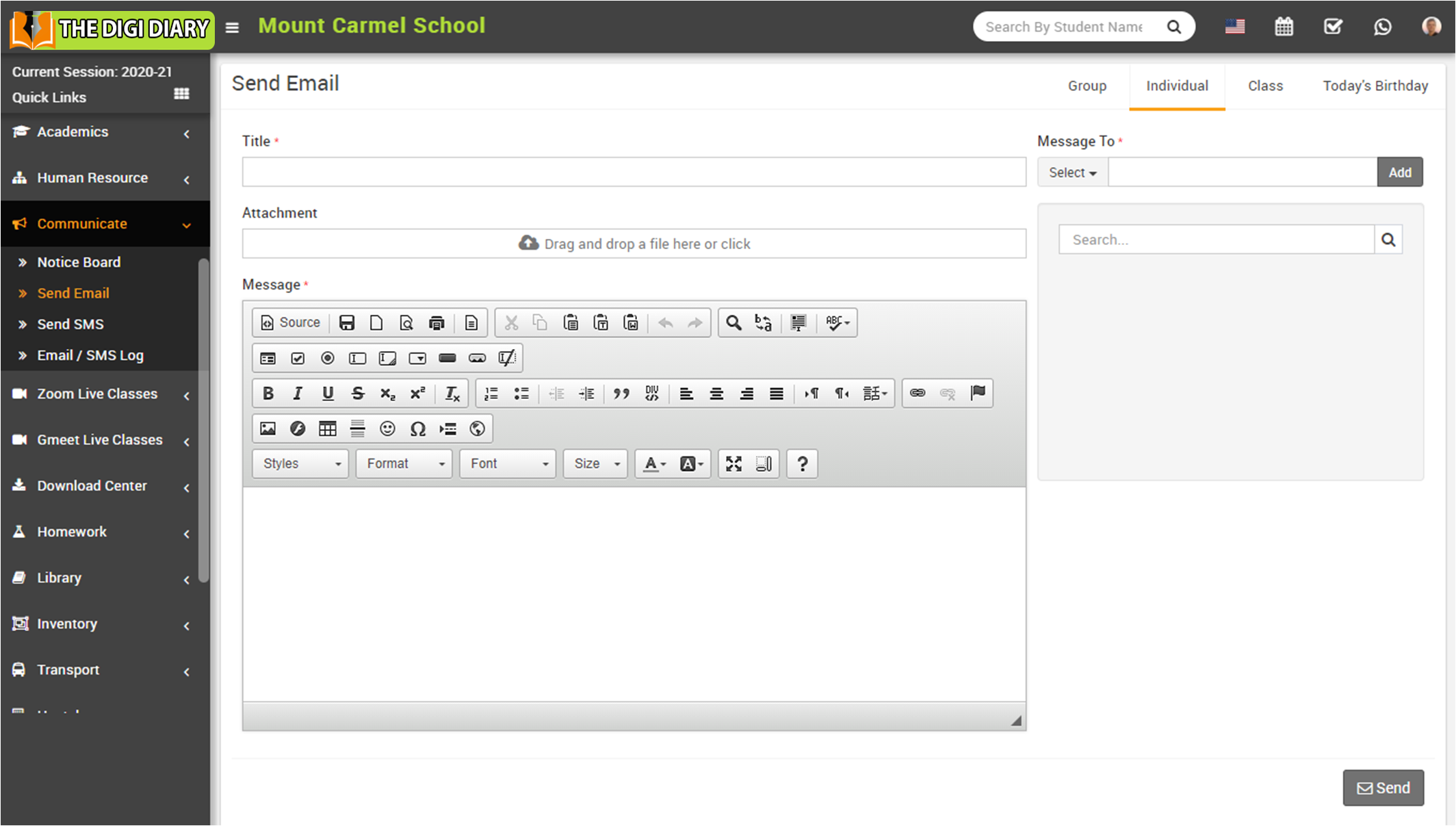Individual send email image