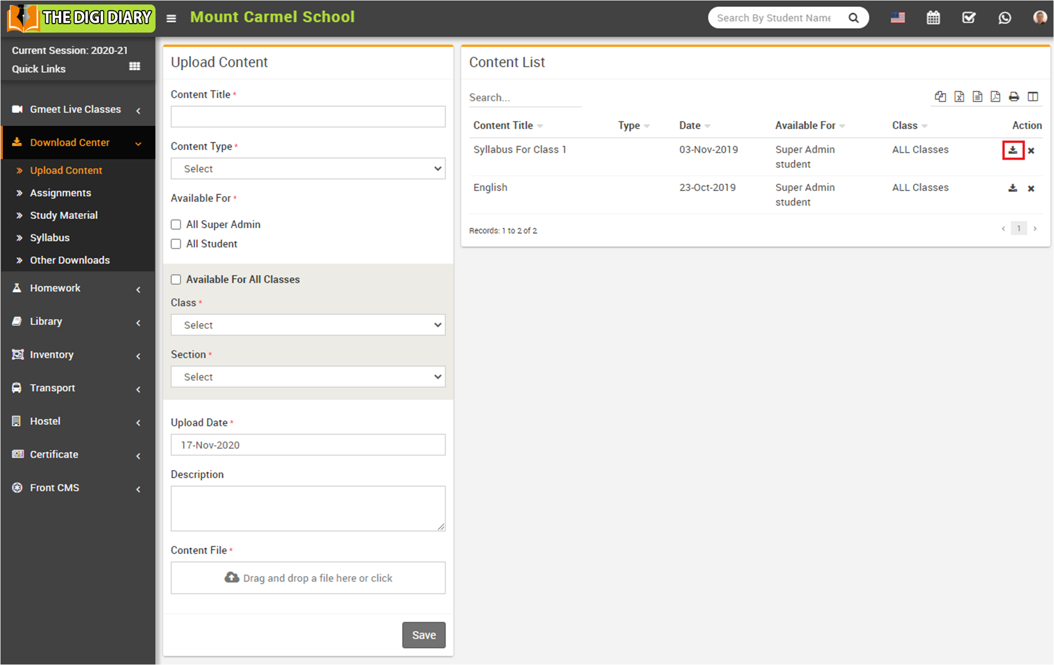 upload content image