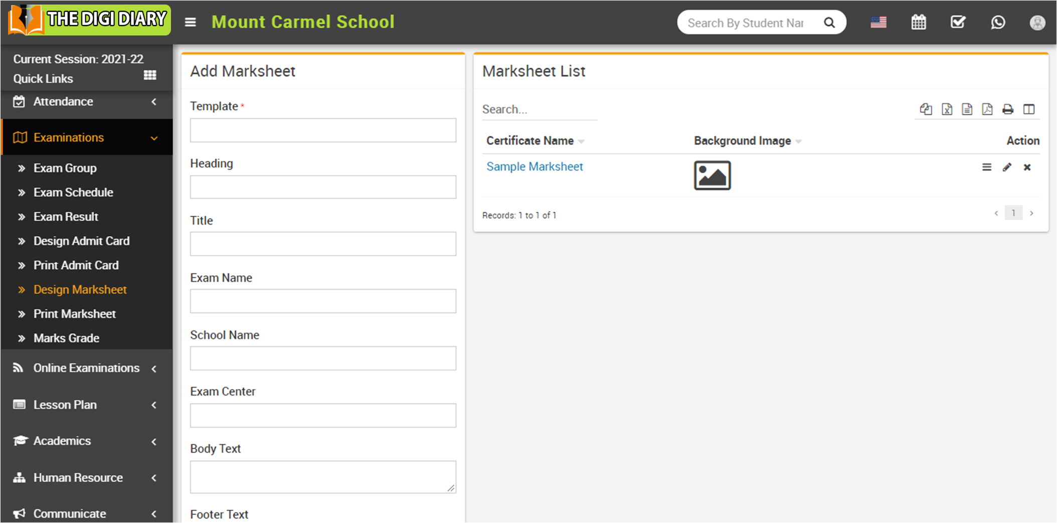 Add design mark sheet image