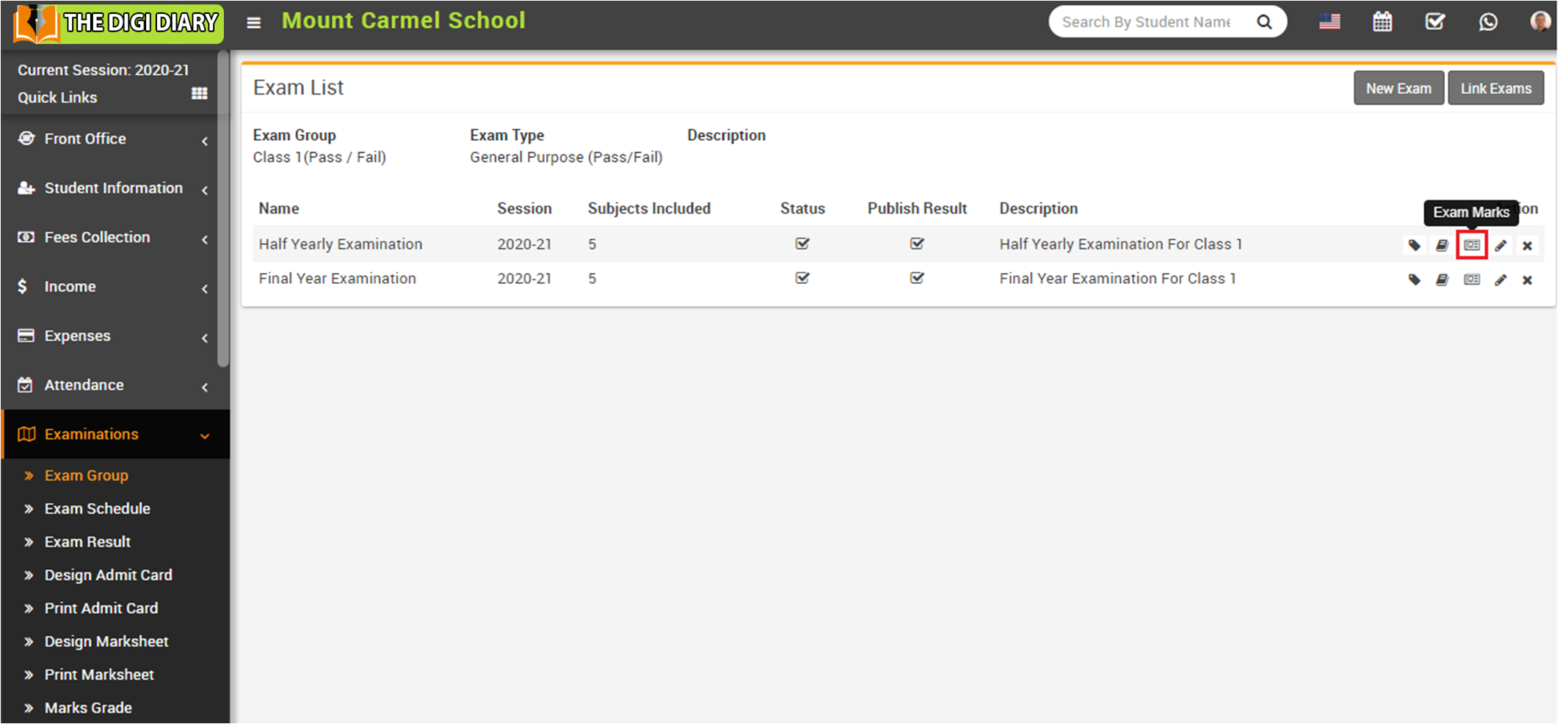 Exam mark image