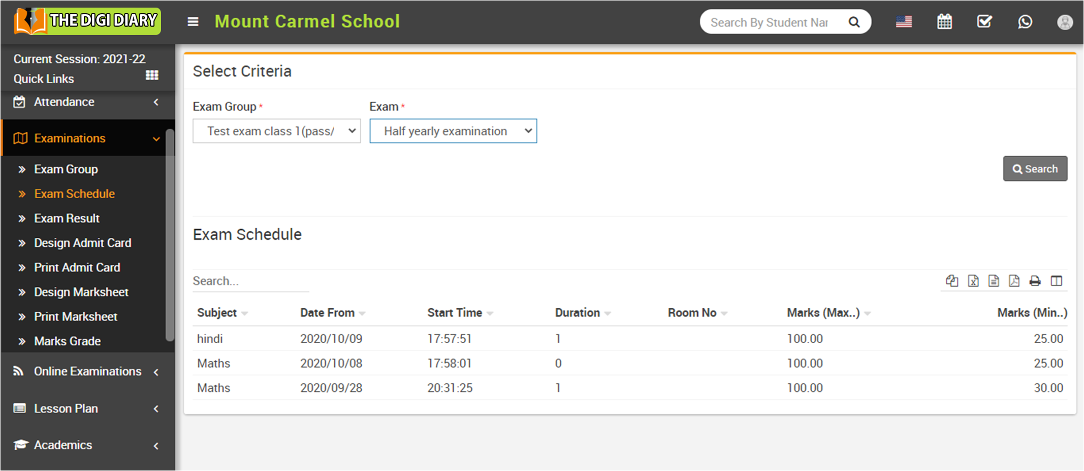 Check exam schedule 