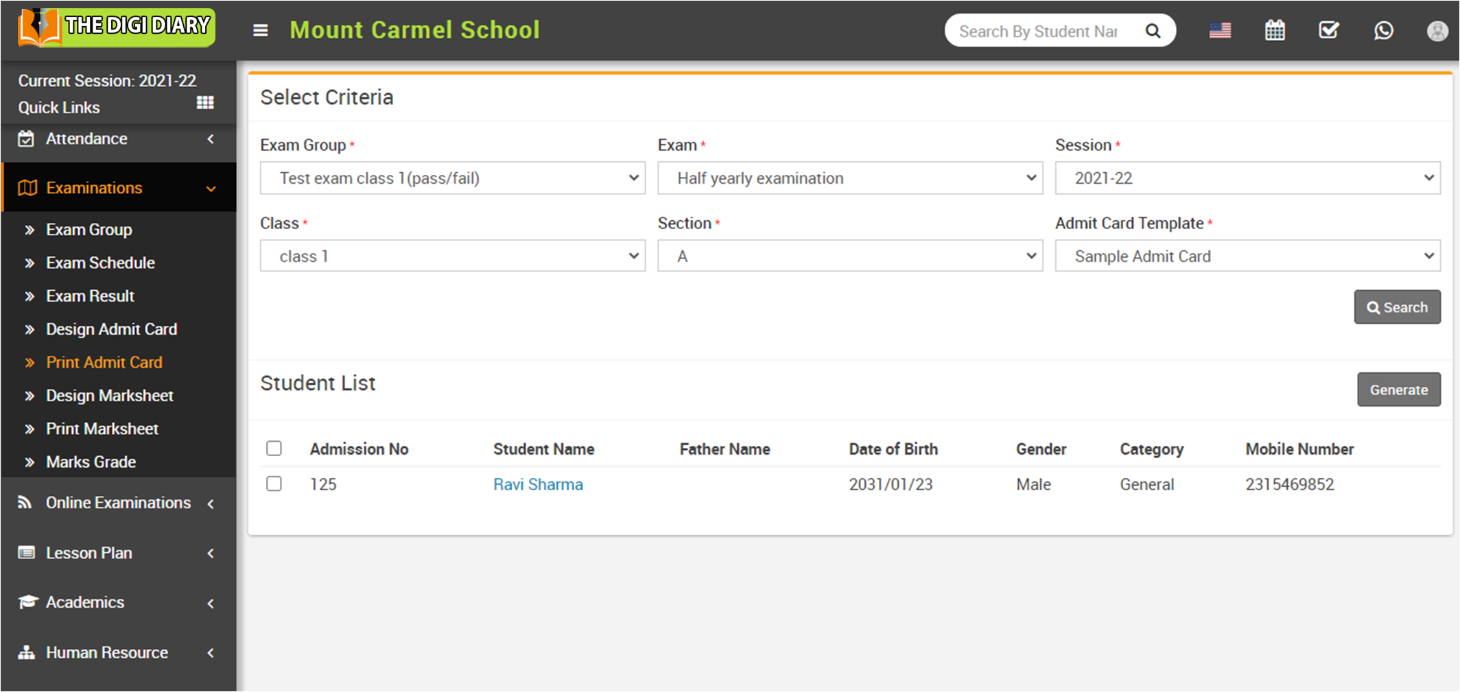 Print admit card image 
