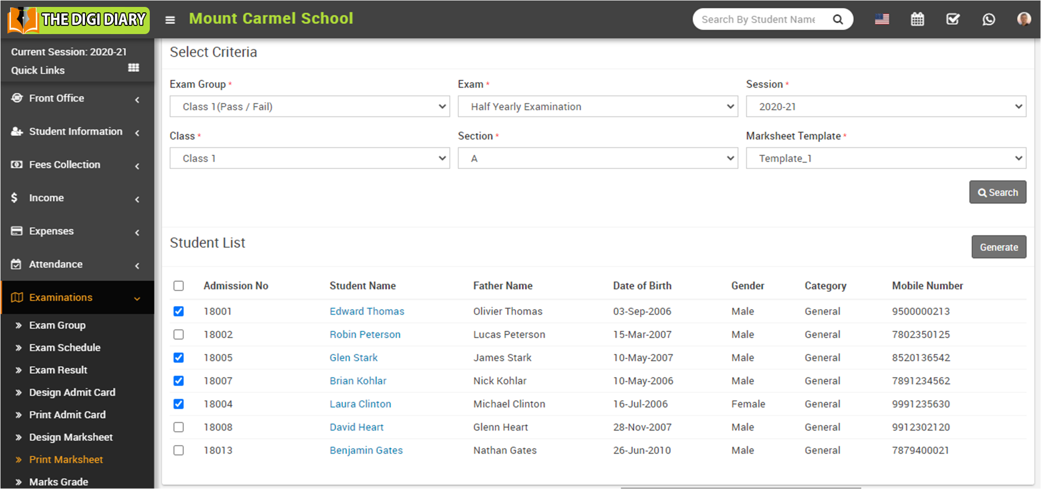 Print marksheet image 