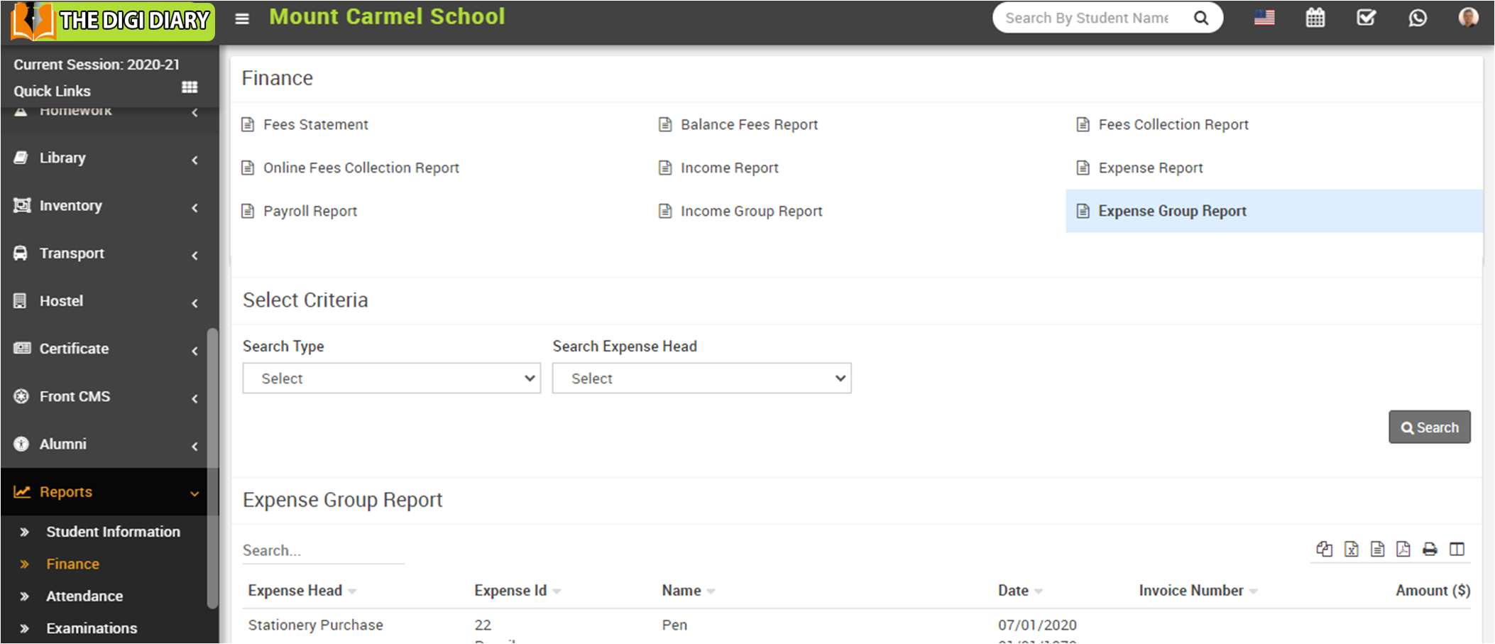 Expense group report image
