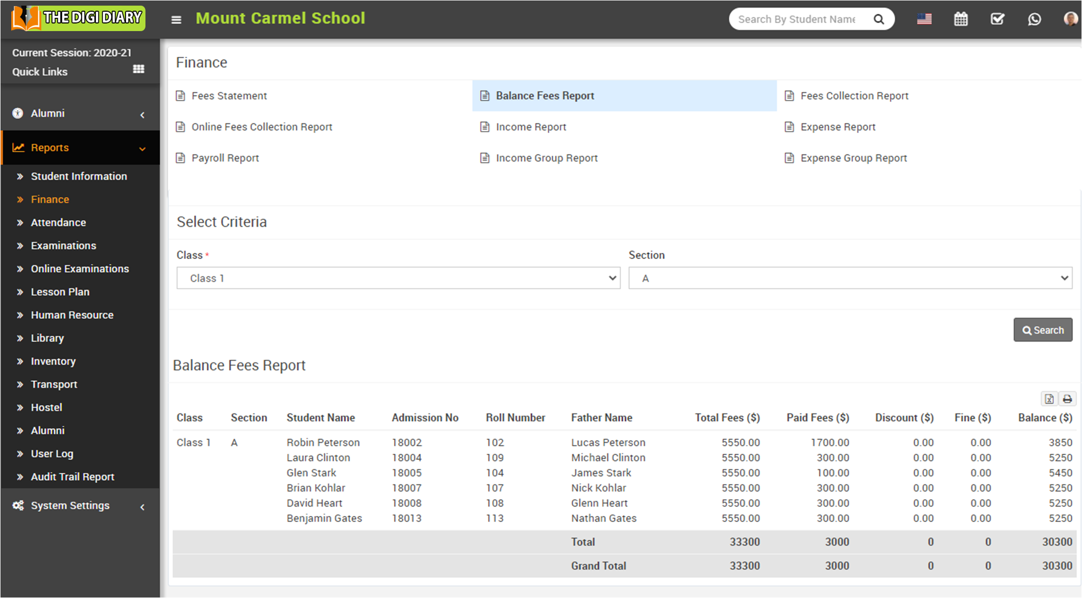 balance fees report image