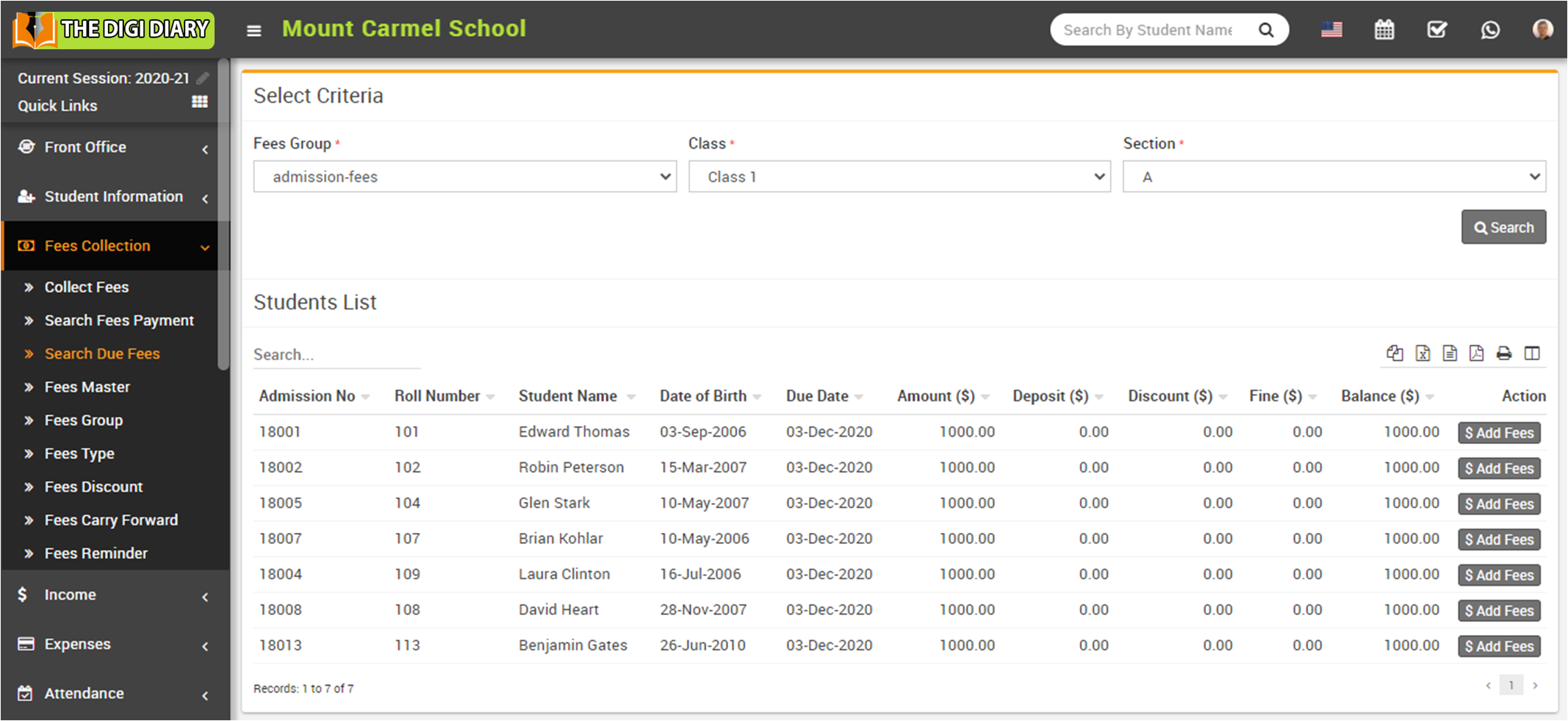 Search due fees image