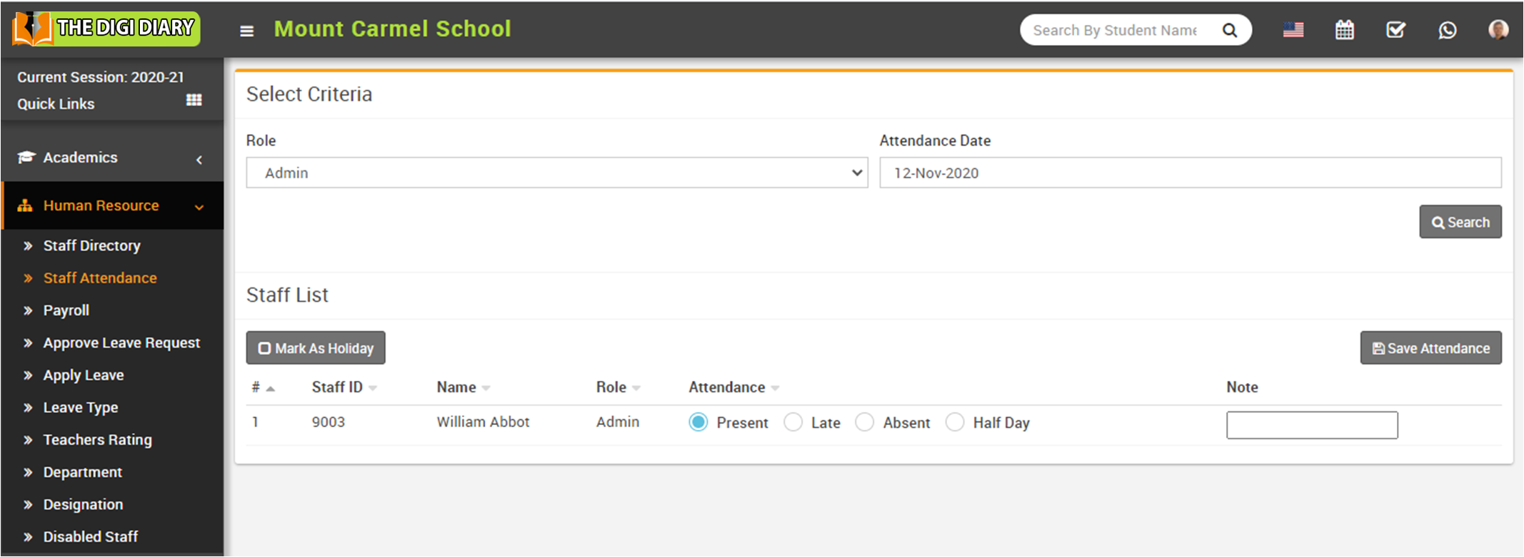 Staff attendance image