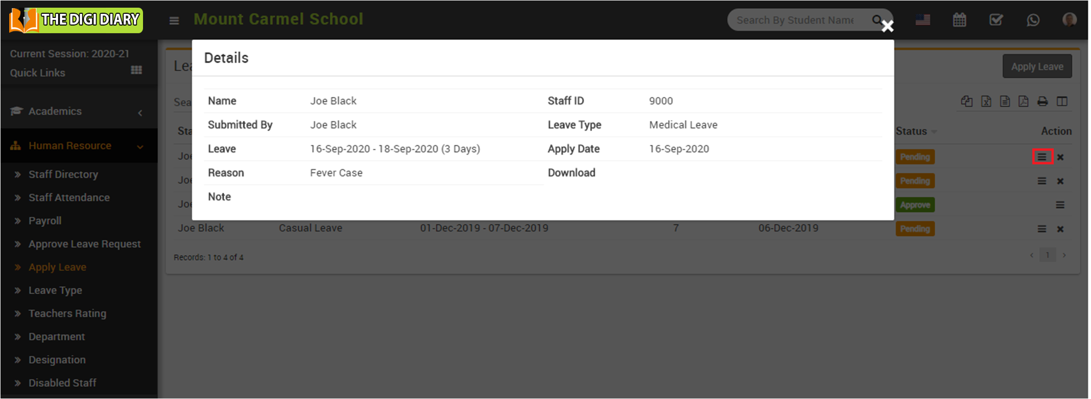 View apply leave detail image