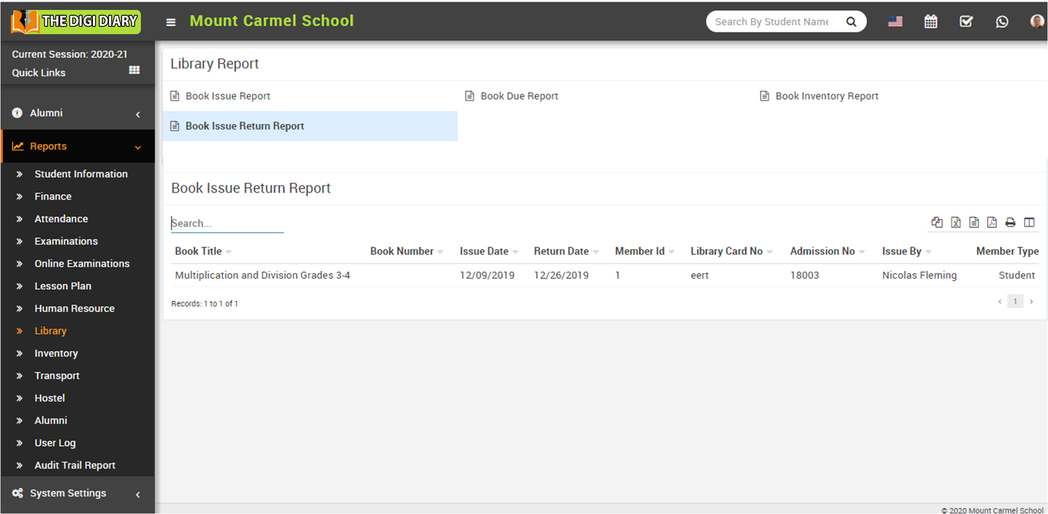 Book issue return report image
