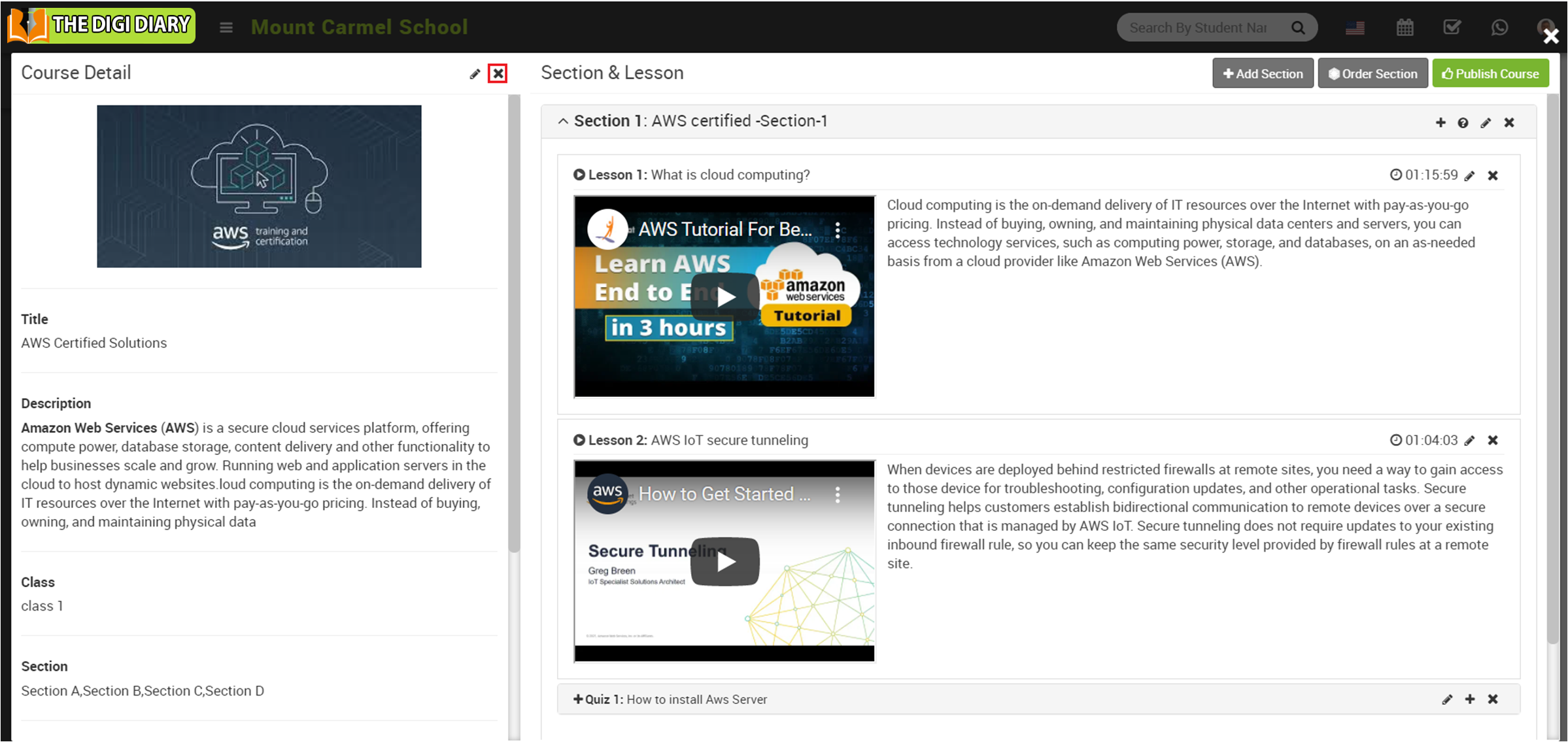 online course delete course image