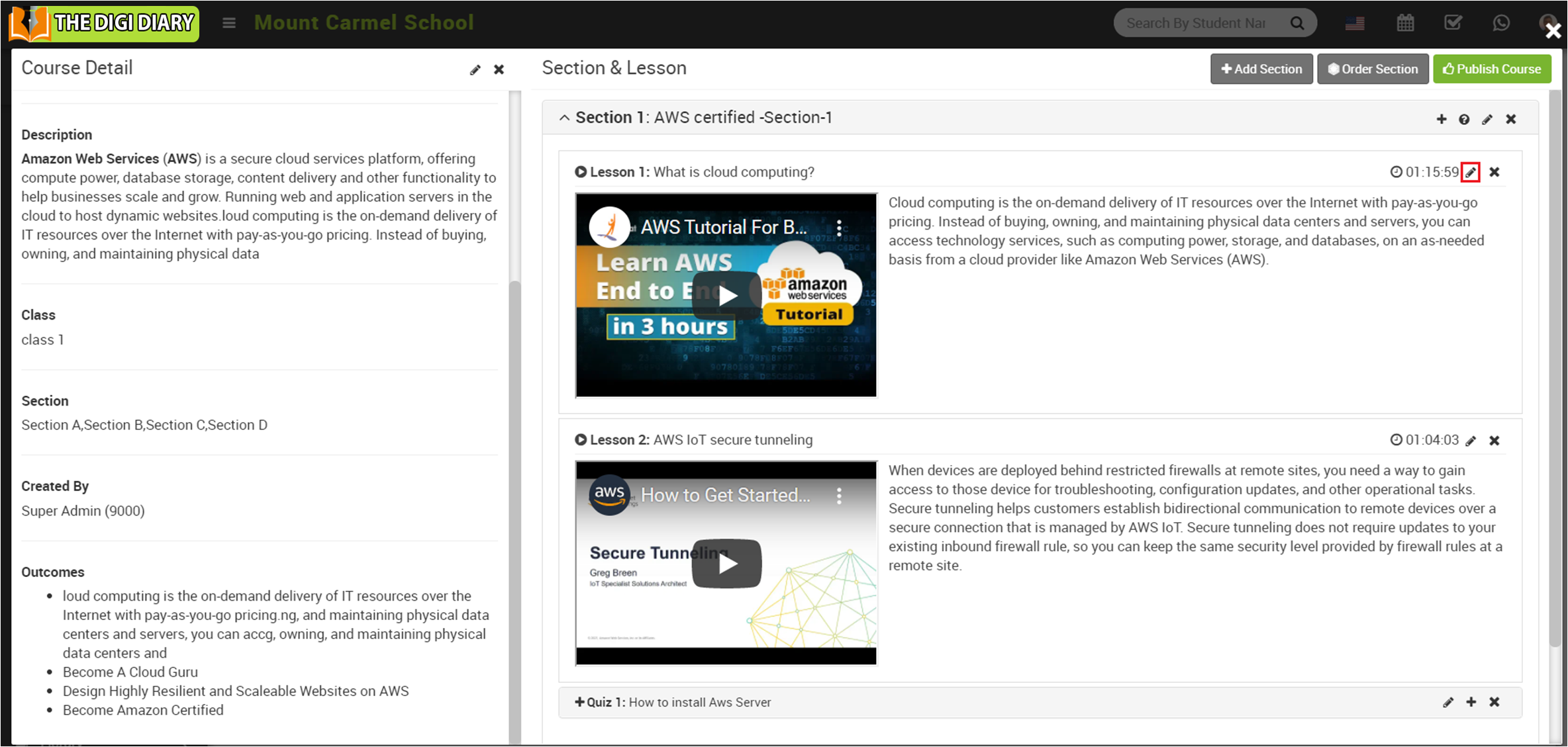 online course edit lesson