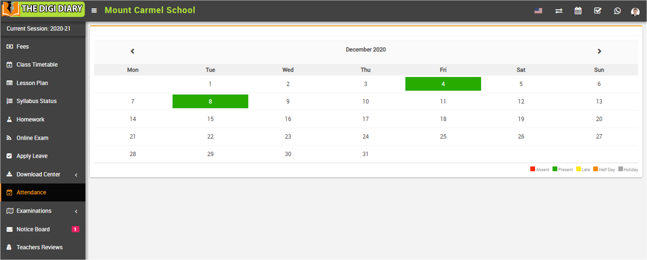 student day wise attendance image