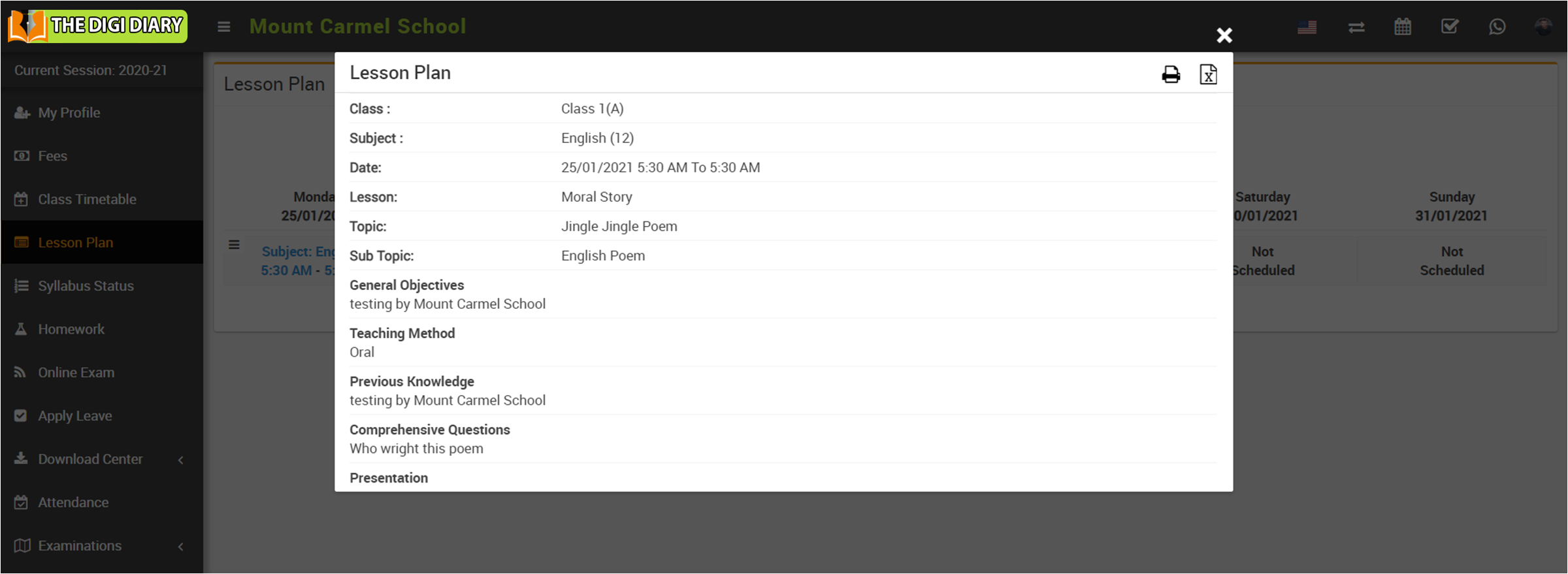 student lesson plan