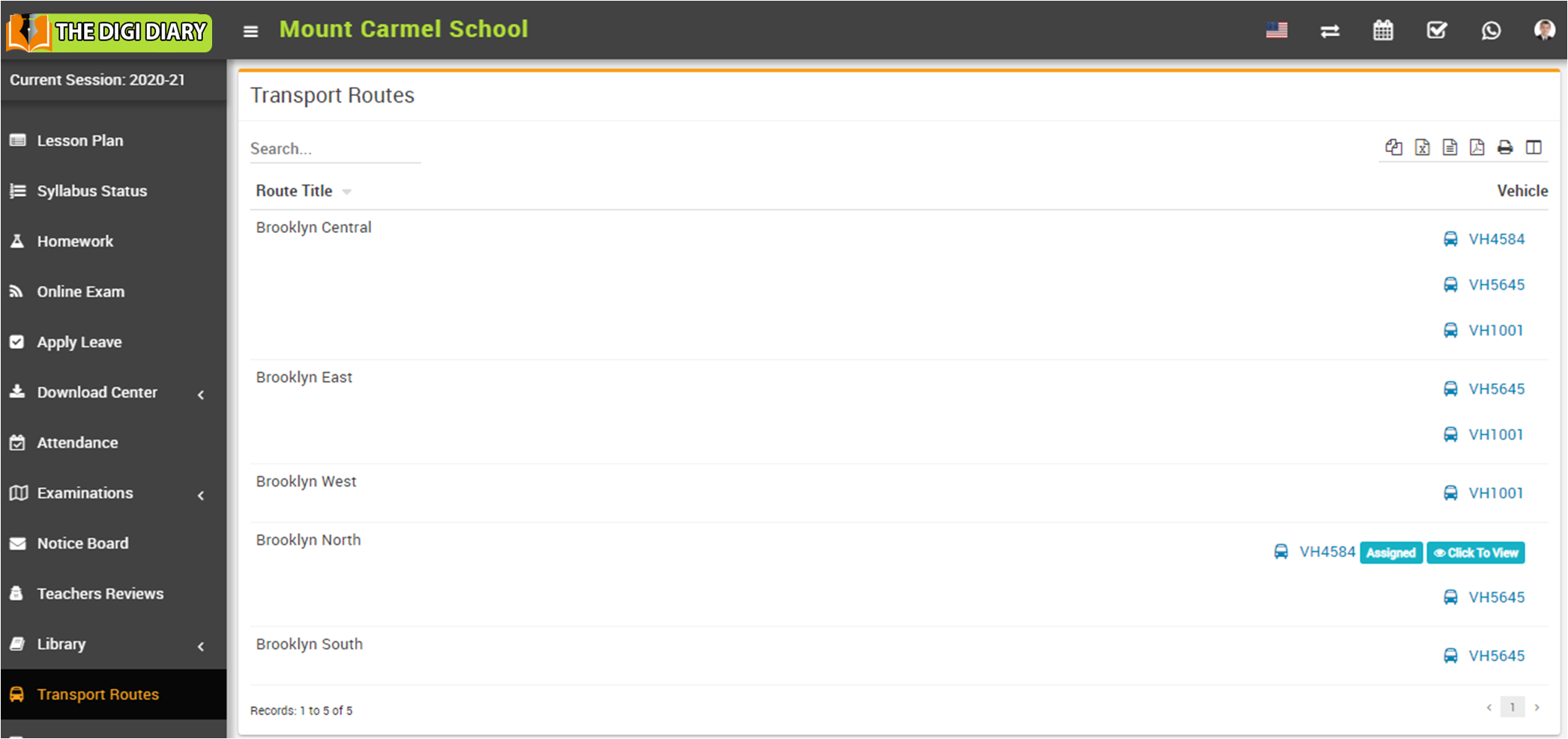 Student Transport List Image