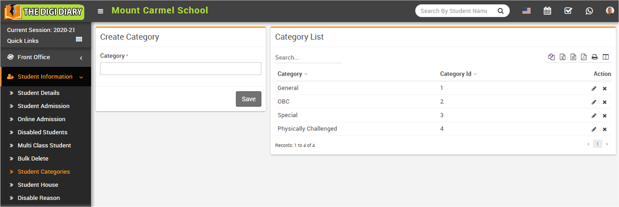 Create student category