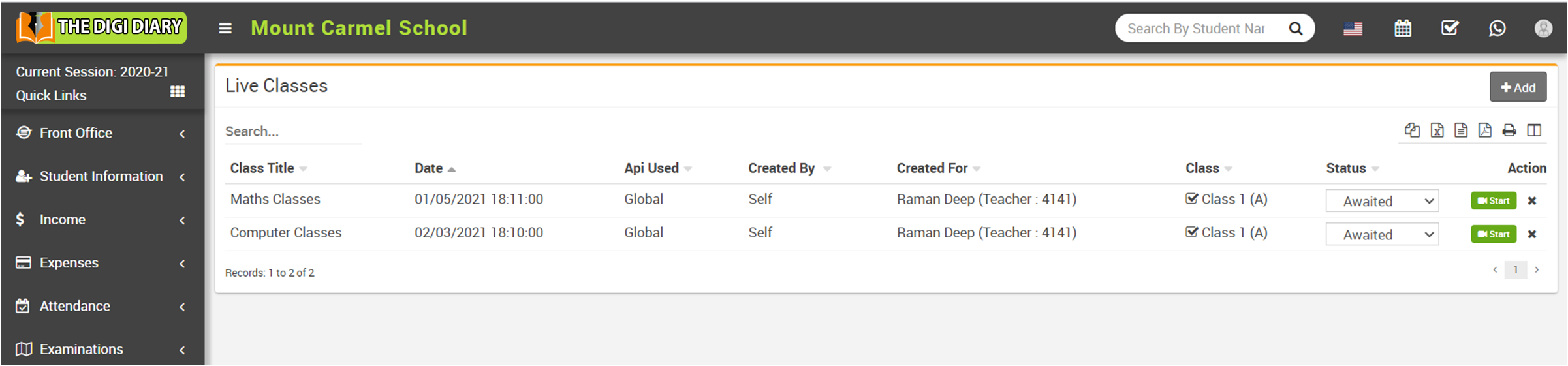 create Zoom Live Class